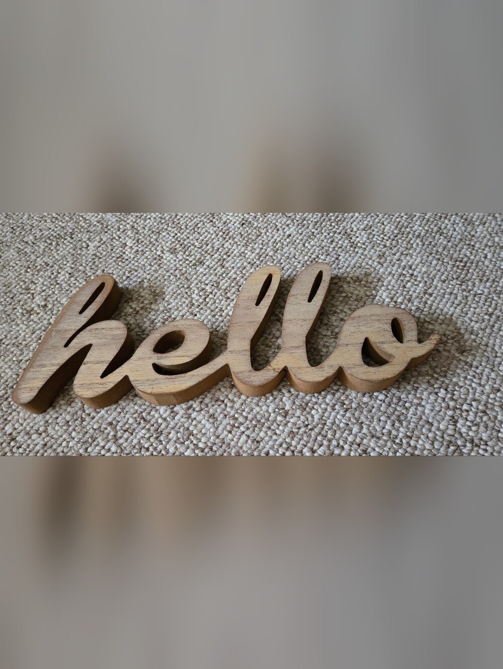 Wooden "hello" Script Wall Decor in Natural Brown Sign Of The Times 15.5"x6"x1"